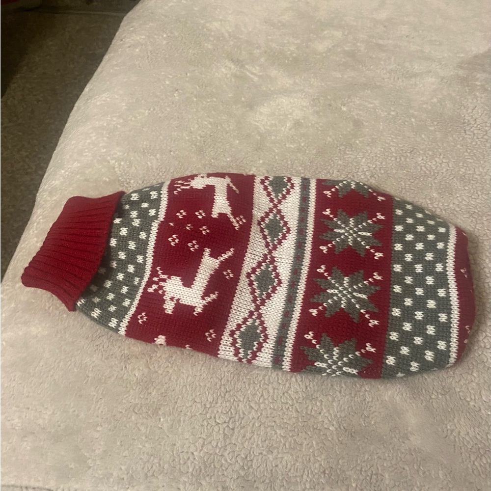 Festive Holiday Red and Gray Dog Sweater size small
